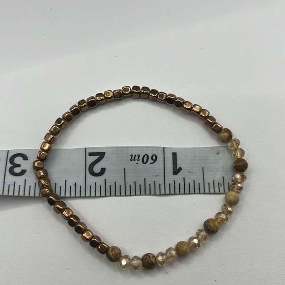 Stretch Fall Gold Jewel Tone Beaded 8 Strand Bracelet Fun Boho Trending - Picture 11 of 11